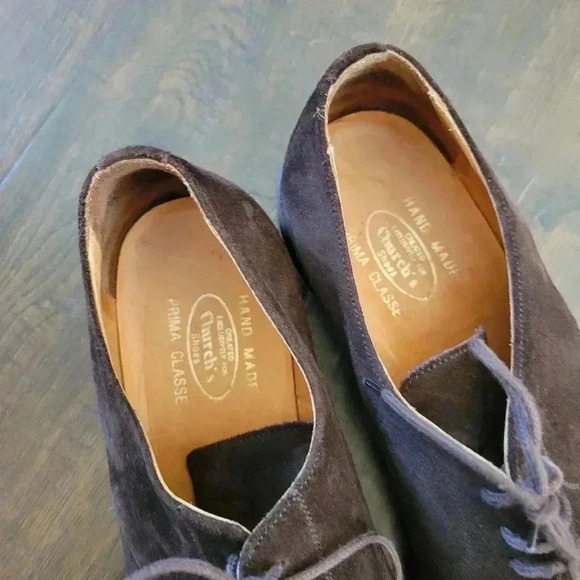 Churchs Cap Toe Derby Shoe Oxford Chocolate Brown Suede Mens 10.5 England Laceup - Picture 3 of 11